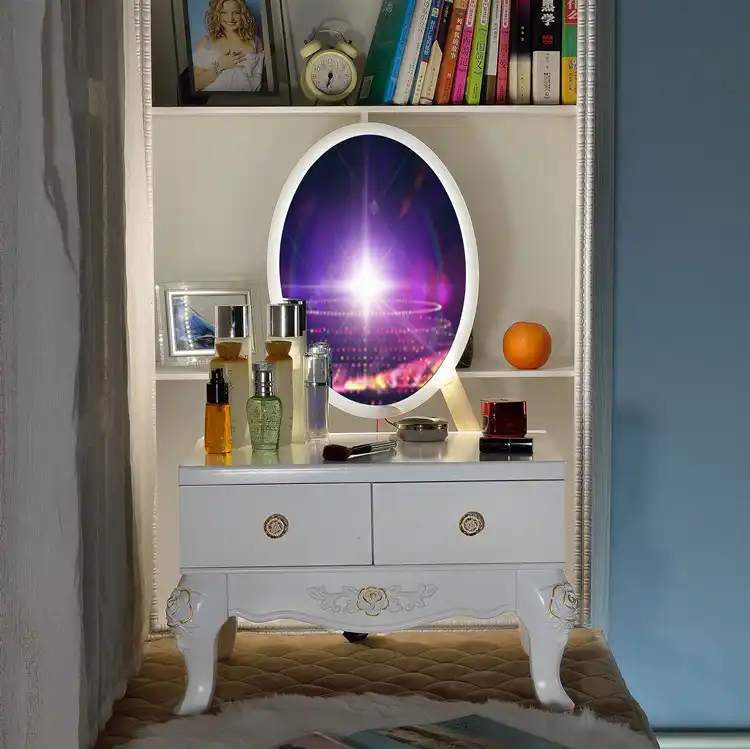 Bay Window Dressing Table Multi Function Mini Net Red Small Bedroom Dressing Table Nordic Smart Touch Lamp Makeup Table