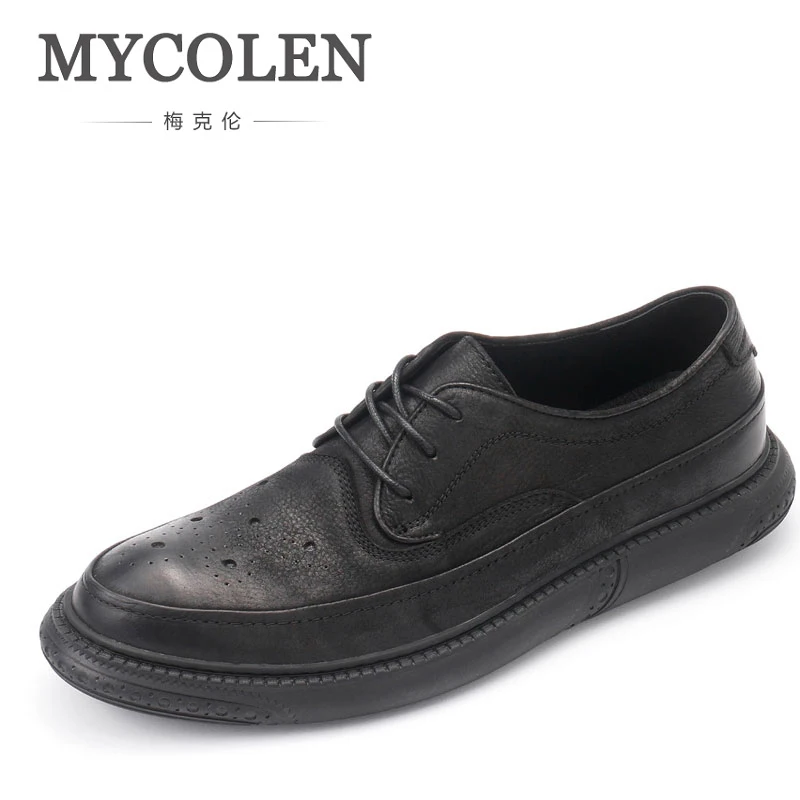 

MYCOLEN New Fashion Mens Office Lace-Up Classic Leather Shoes Men'S Casual Party Driving Man Vintage Carved Brogue Flats