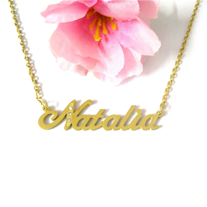 Ожерелье с кулоном "Natalia" на заказ, женское ожерелье из нержавеющей стали, подарок для влюбленных