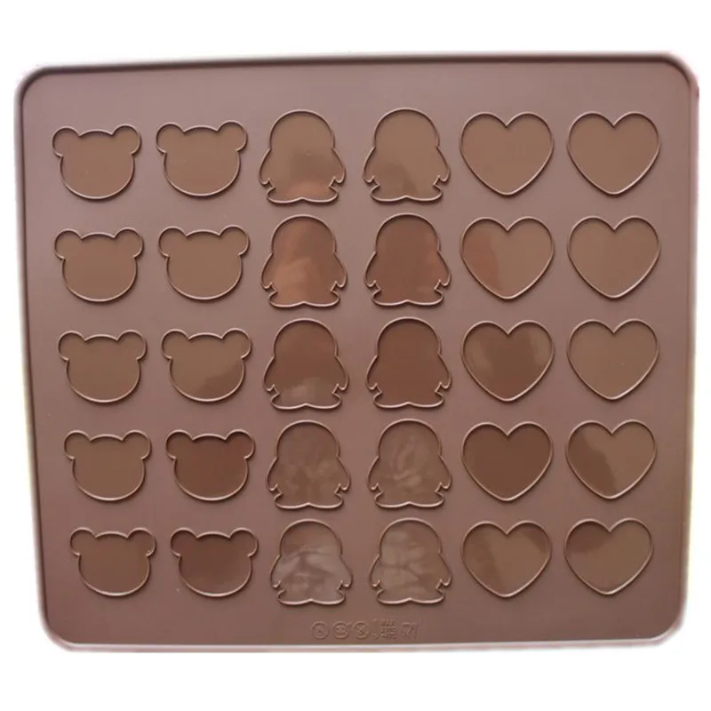 

30 Holes Macaron Mat Penguin/Bear/Heart Shape Silicone Nonstick Macaron Baking Pad DIY Cake Dessert Macaron Cookies Baking Tools