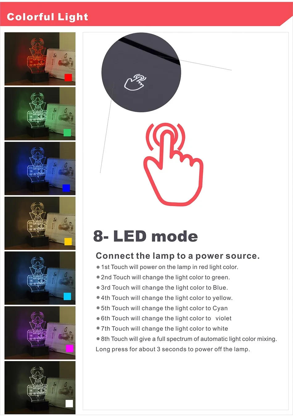 CNHIDEE USB RGB Nightlights fir Bucks Team Fans NBA Basketball 3d Table Lamp as Led Luz de Noche (2)