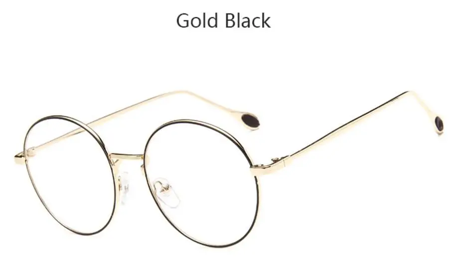 Женские круглые очки, золотые металлические очки, прозрачные оптические очки, оправа, модные оправы для очков, прозрачные круглые очки - Цвет оправы: gold black
