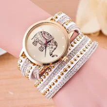 Модные женский кожаный браслет часы для женщин слон циферблат кварцевые часы женские наручные Relojes Mujer relogio feminino