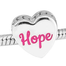 CKK а-ля Pandora, браслет 925 пробы серебро очарование бисера Лента надежды розовый подвески в виде эмалированных сердечек бусины для изготовления ювелирных изделий kralen