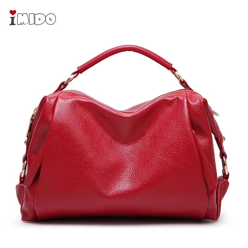 

Ladies PU Leather Fashion Boston Tote Female Luxury Designer Red Hobo Shoulder Bag Stylish Black Handbag for Women Satchel Purse