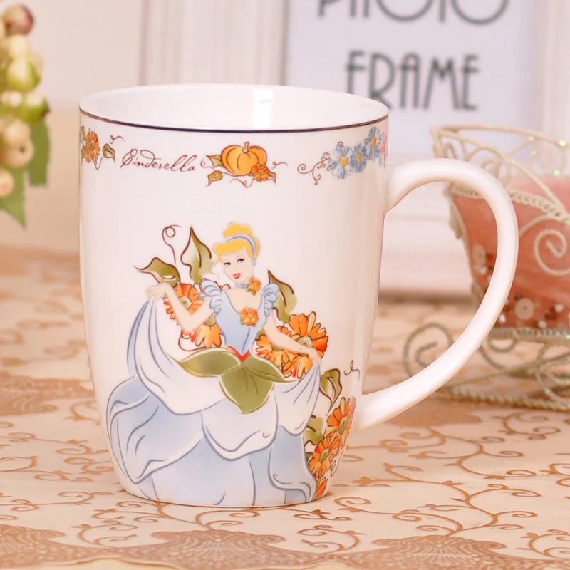 Disney 400 мл модная симпатичная Принцесса Маленькая Русалка Ариэль Золушка вода молоко кофе кружка для сока чашка керамическая коллекция - Цвет: 2