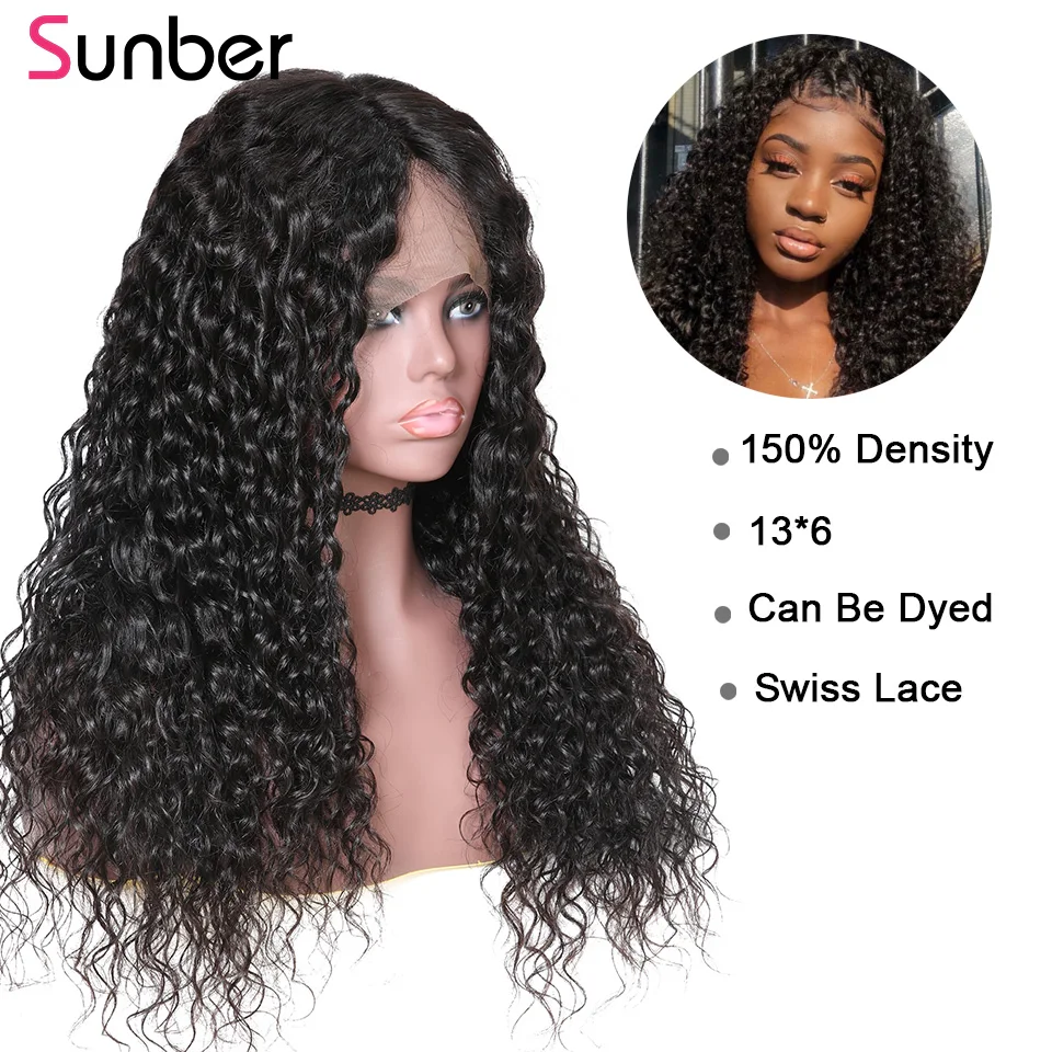 Sunber hair волна воды 360 бразильский кружевной передний al человеческие волосы парики 150%/180% плотность кружева передний парик remy волосы 10-24 дюйма