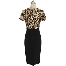 2016 Hot Designer Womem Summer Dress Short Sleeve Mid Calf Leopard Sexy Sheath Dresses 4XL Plus Size Club Deep V Neck Dresses