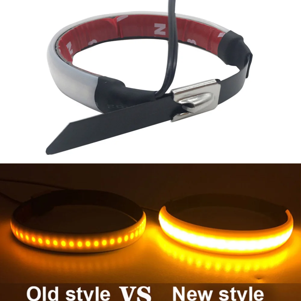 

2pc Universal Motorcycle Turn Signal Light 12V LED Fork Turn Signal Strip Light Flashing Amber Lamp For Honda/Harley for 45-70mm