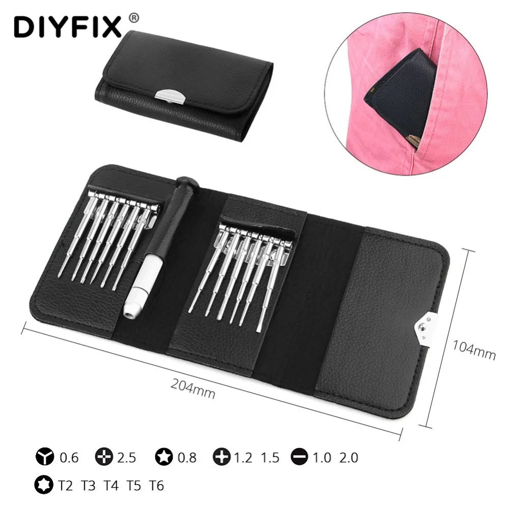

DIYFIX Precision Screwdriver Set for Laptop Cell Phone Glasses Watch Toys PC with Wallet Bag Electronics Repair DIY Tools Kit