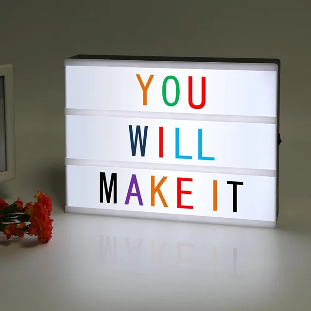 A4 LED Cinematic Light Box with Colorful Letters and LED Light ,Letter