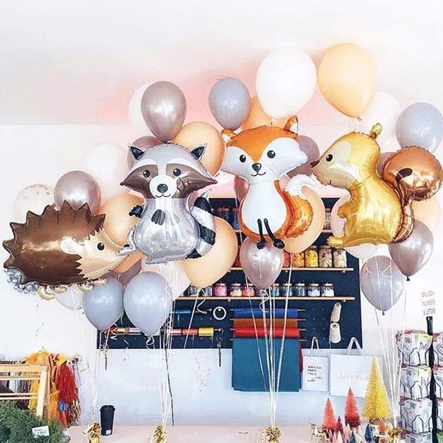 

1pc Hedgehog fox Raccoon Cartoon Animal foil Balloons Wedding Birthday party Children's Day Air Balloon Inflatable toys Supplies
