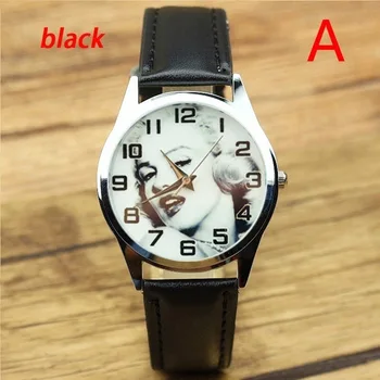 

New Cartoon Marilyn Monroe style Children's Watches Kids Student boys girls Quartz Leather strap Wrist Watch