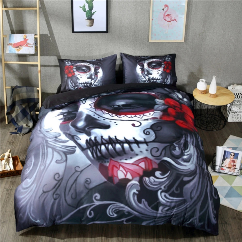 Home Furniture Diy New Skull Bedding Set Style 3d Sugar Skull