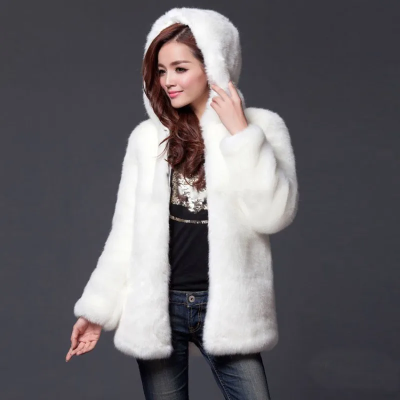 white fur jacket