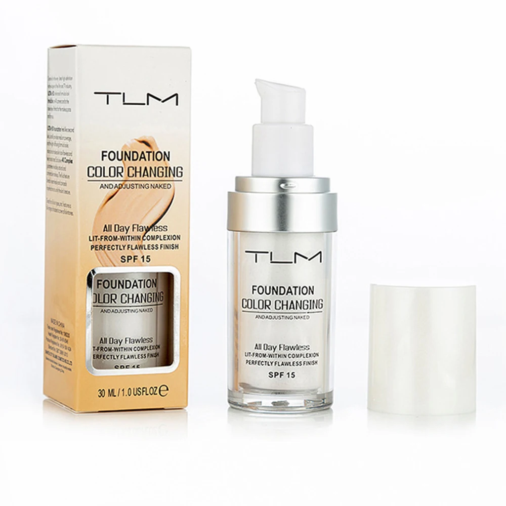 

TLM 30ML Foundation Magic Color Changing Liquid Foundation Makeup Base Face High Cover Concealer Long Lasting Makeup Cream
