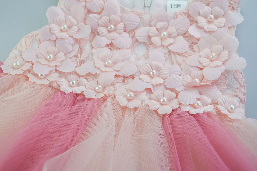 Cielarko/Детские Платье для девочек с цветочным узором церемонии, розового цвета, детское Платья для вечеринок фатиновое платье на крестины для малышей бальное платье новые летние платья для девочек