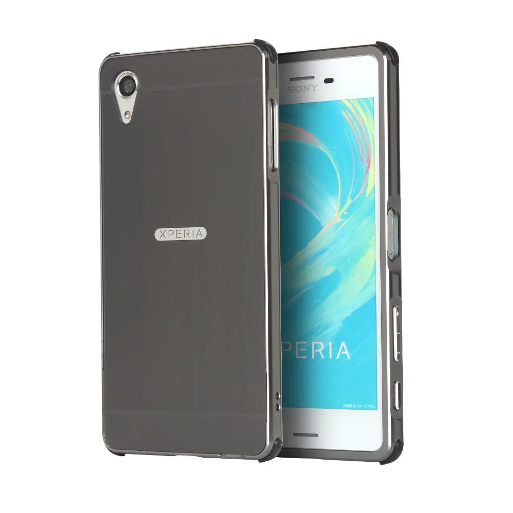

For Sony Xperia X Performance Case Electric Plating Metal Frame and Wire Drawing Effect Acrylic Cases for Xperia X Performance