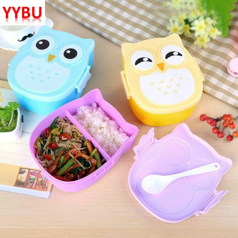 

YYBU Cute Owl Lunch Box for Kids Heated Food Container with Compartments Cartoon School Bento Box for Children Sandwich box