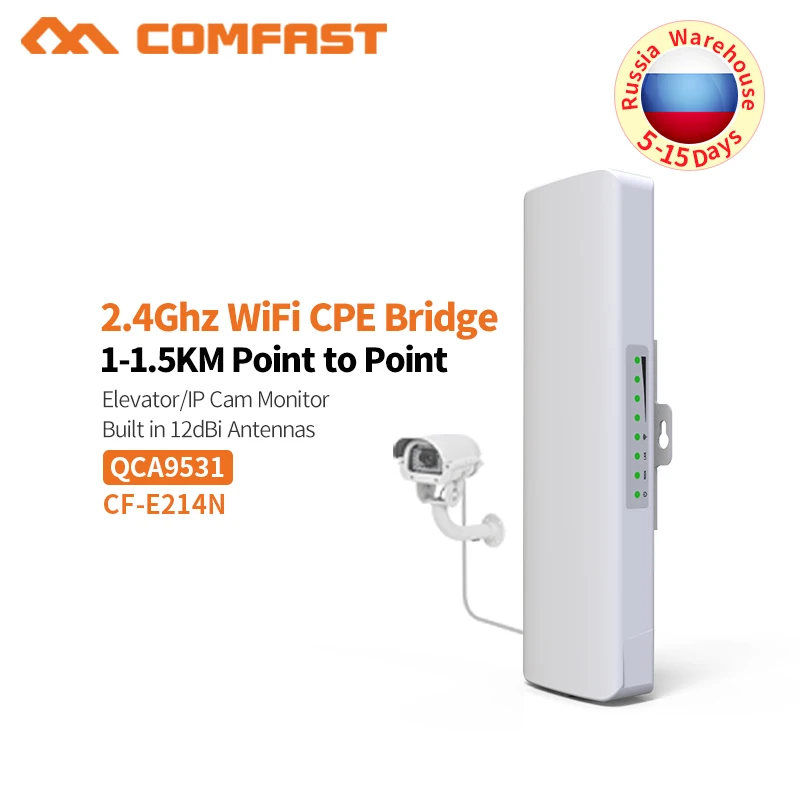 

COMFAST 2. 4G Wifi Bridge 1-3KM Range Extender CPE Router 150Mbps Wi-fi Access Point Outdoor CPE For IP Camera Project CF-E214N