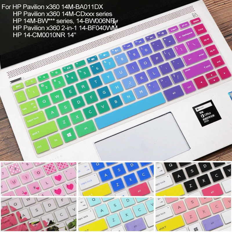 

Colorful Silicone Keyboard Skin cover for HP Pavilion x360 14" Laptop 14M-BA 14M-CD 14-BF 14-BW 14-CM Series 14M-BA011DX