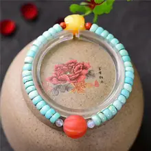 Естественный бирюзовый камень Бусины Браслет 6,5*3 мм AAAA