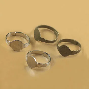 

Multi-color Plated Rings Settings with 10mm Flat Circle Glue Pad Cabochon Bases Blanks Adjustable Ring Findings DIY