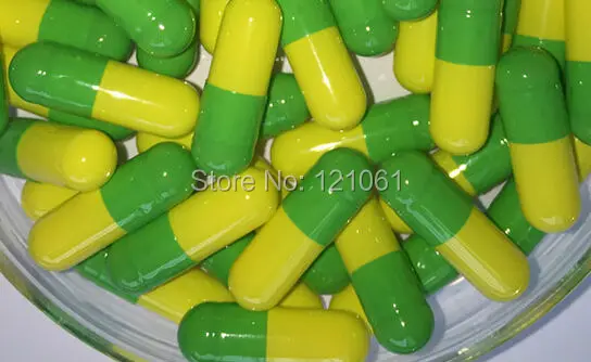 

0# 5,000pcs,joined or seperated capsules size 0,green-yelow colored empty capsules size 0,hard gelatin empty capsules