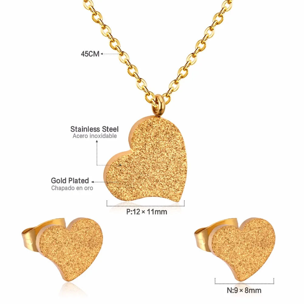 Luxxissids кулон в форме сердца CZ ожерелье и серьги набор ювелирных изделий для женщин с бесплатной цепочкой - Окраска металла: 2