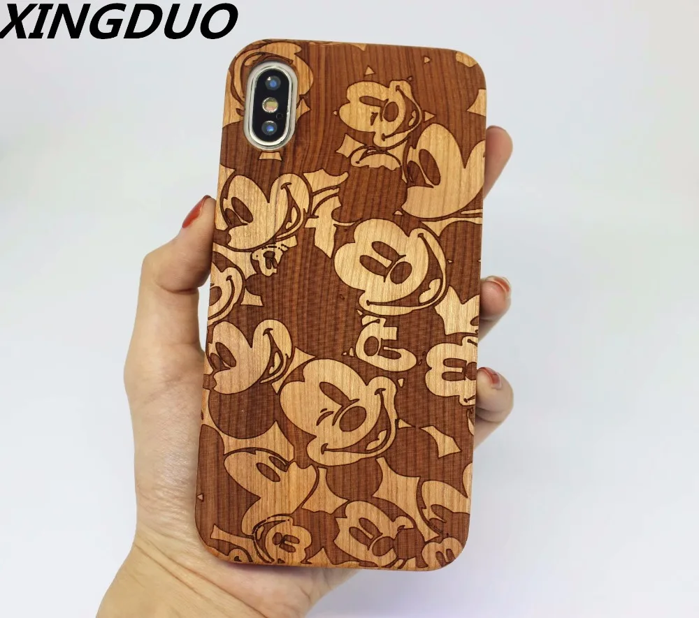

XINGDUO Natural Bamboo Wood Pattern carving TPU Phone Case Fundas For iPhone 6 6S 7 8 Plus X XR XS Max 5 5S SE Back Cover Shell