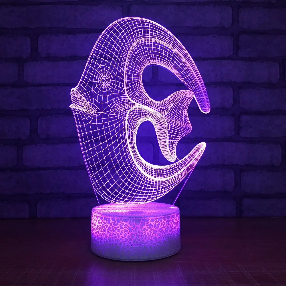 3D LED ночник рыба с 7 меняющимися цветами для украшения дома настольная лампа