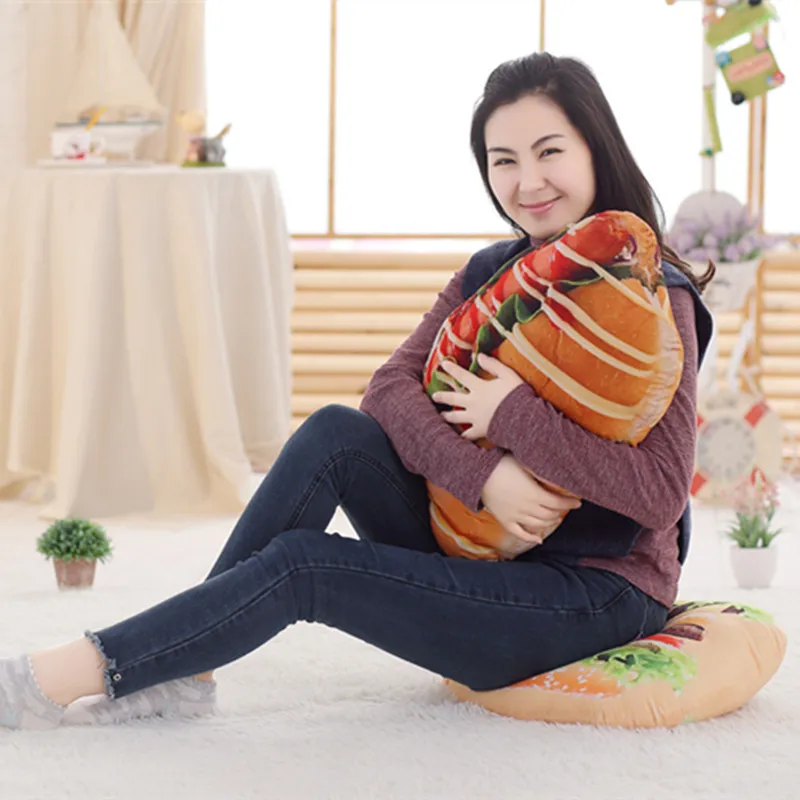 1pc Simulation Creative Food Cookies Pizza hamburger Pillow Lifelike Plush Toy Soft Stuffed Cushion Child Kid Funny Gift