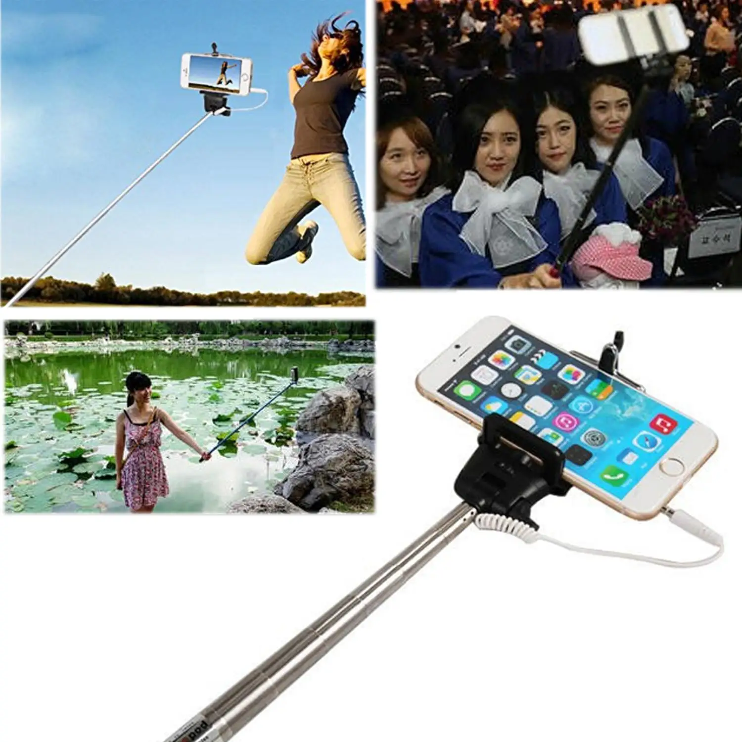 Gosear Проводная камера затвора Selfiestick Pole ручной монопод для iPhone 7 6 6S Plus samsung Galaxy S8 S7 S6 Edge