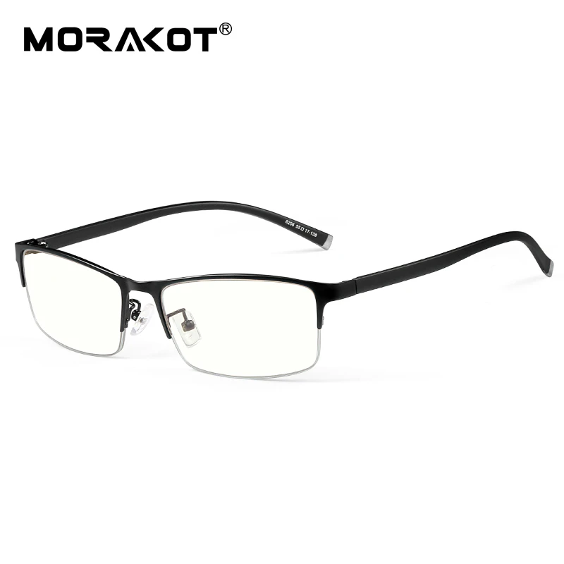 

MORAKOT Photochromic Anti Blue Ray Glasses Men Lightweight Eyewear TR90 Glasses Frame Mens Half Frame Myopia Glasses BSF006206