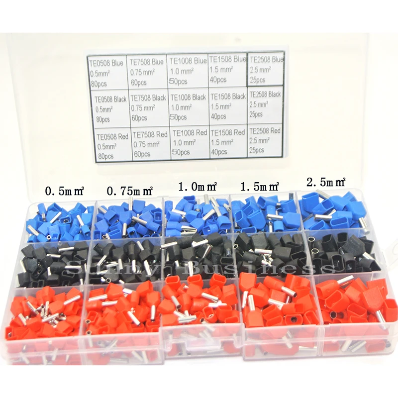 765 Pcs/set Dual Twin Copper Wire Crimp Tube Connector Insulated Cord End Cable Wire Insulated Bootlace Ferrule Terminal Kit Set 765 Pcs/set Dual Twin Copper Wire Crimp Tube Connector Insulated Cord End Cable Wire Insulated Bootlace Ferrule Terminal Kit Set