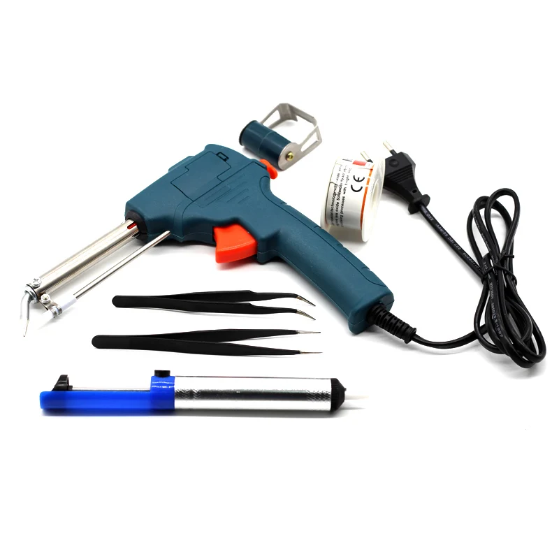 

220V 60W EU Automatic Send Tin Gun Electric Soldering Iron Rework Station Desoldering Pump Welding Tool Solder Wire