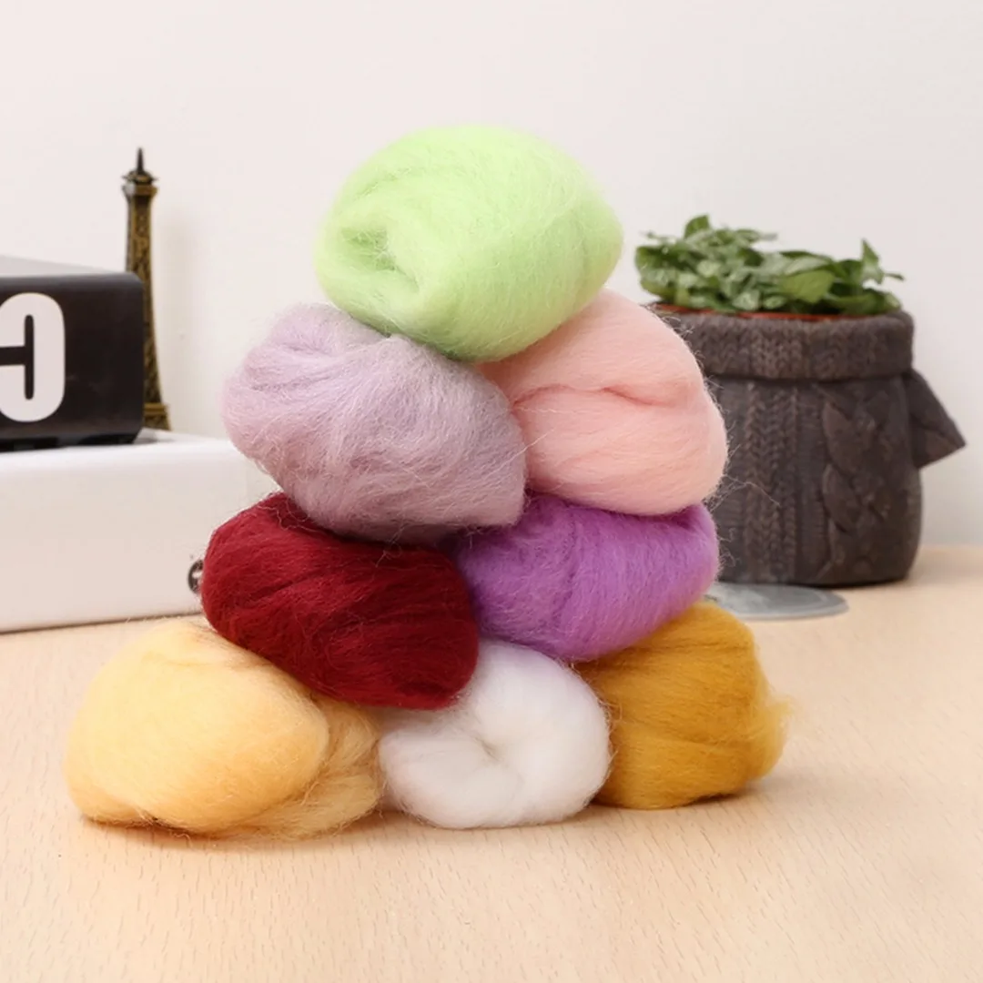 1 Set 5g 17 Colors Soft Merino Wool Fibre Roving For Needle Felting DIY Hand Spinning Fibre Arts Craft Doll Needlework