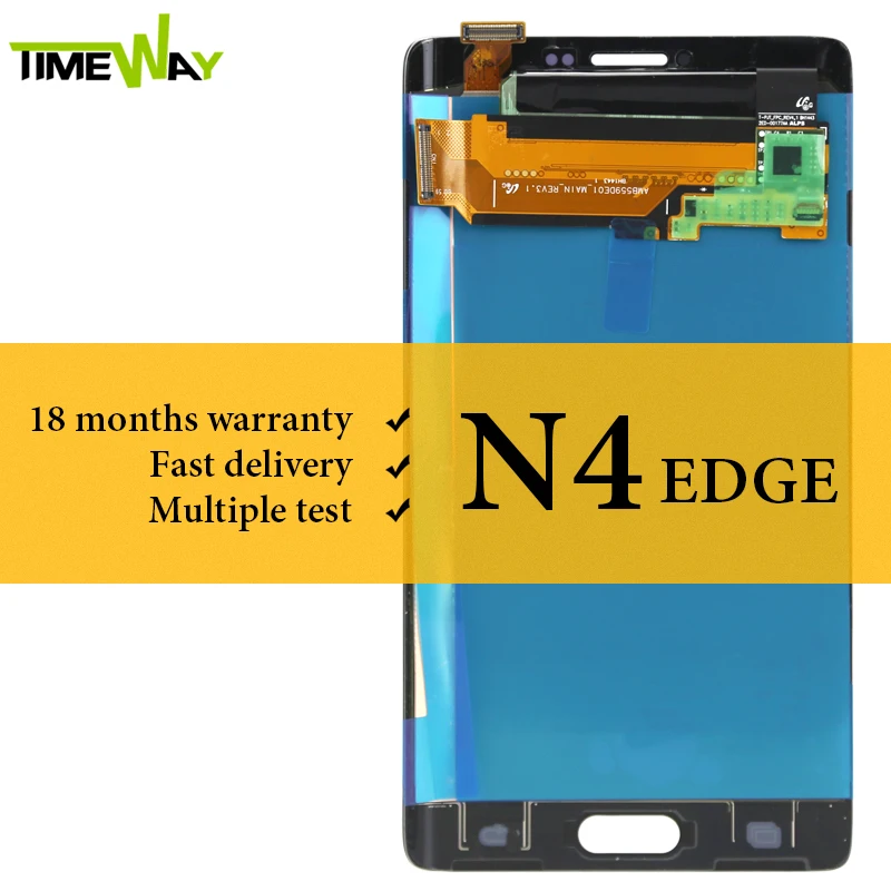 Класс ЖК-дисплей для Samsung Note 4 Edge N9150 N915F N915 Super AMOLED с сенсорным экраном в сборе 5 6