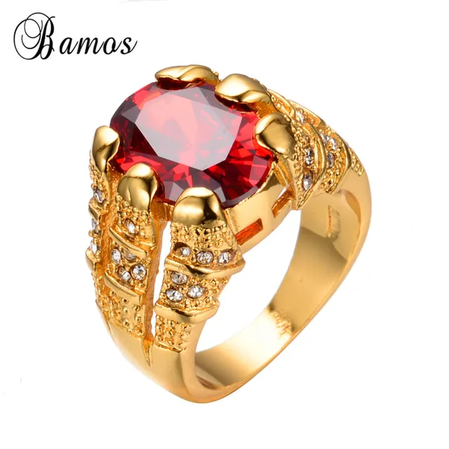 New Fashion Oval Red Male Wedding Ring Men S Love Jewelry 14kt New Fashion Oval Red Male Wedding Ring Men S Love Jewelry 14kt Yellow Gold Filled Promise