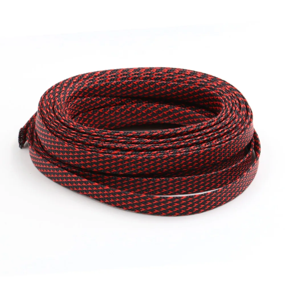 33ft-10m черно-красный 4 6 8 10 12 14 16 мм Плетеный ПЭТ расширяемый кабель с высокой плотностью тканевый кабель DIY