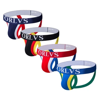 

Sexy Men's Jockstraps Gay Jocks Cotton Low Rise Thongs Gay Underwear Double pipe G Strings men Brief Bikini Thongs