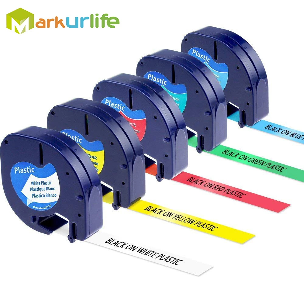 Cinta DYMO LetraTag, 91201, 91202, 91203, 91204, 91205, negro sobre  blanco/amarillo/verde/azul/rojo, 4m x 12mm, 5 unids/lote|dymo letratag tape| dymo letratag5 pcs/lot - AliExpress