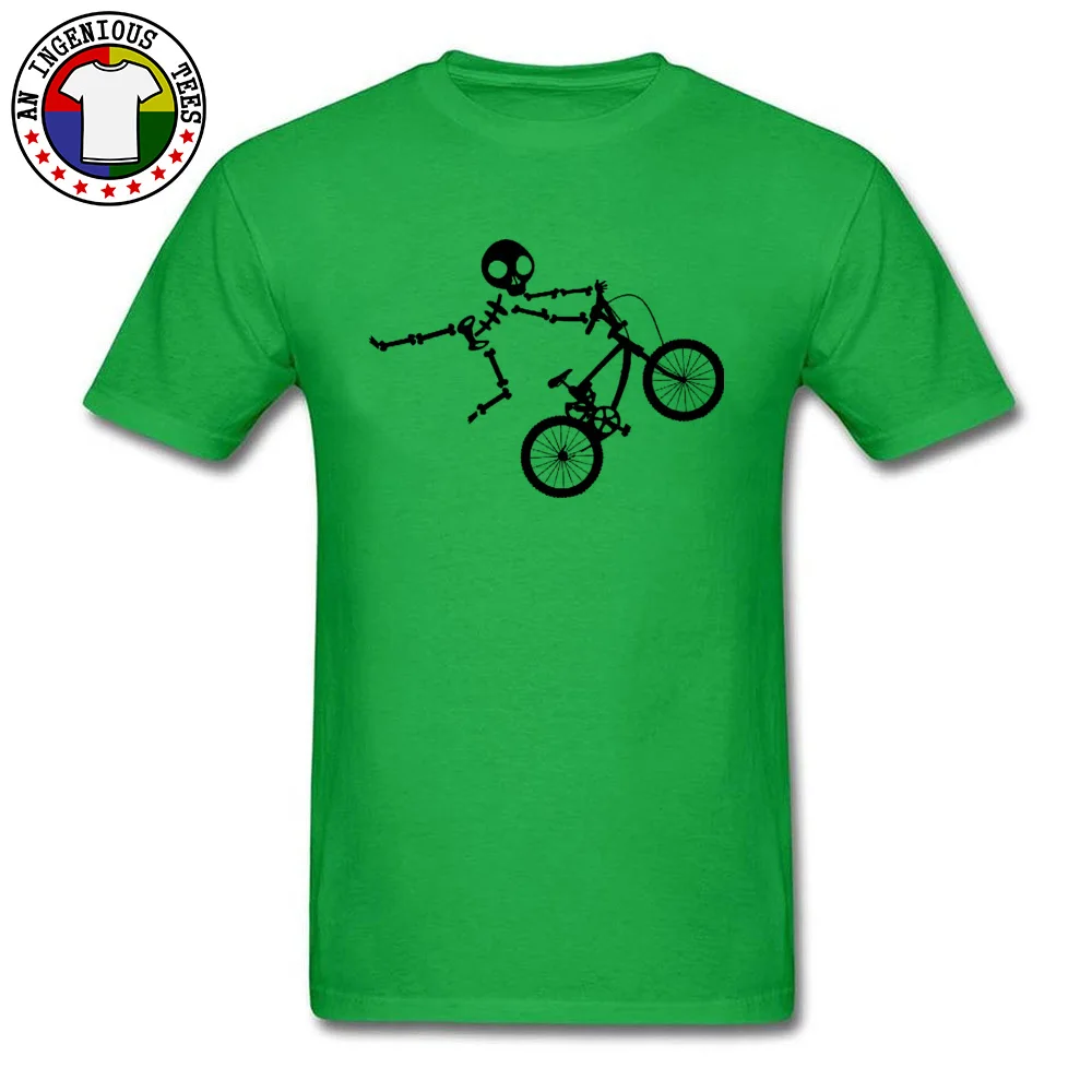 Latest Skeleton-BMX-Cycle Custom Short Sleeve T-Shirt Fall O Neck Pure Cotton T Shirt for Men T-shirts Leisure Skeleton-BMX-Cycle green