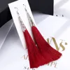 L & H-boucles d'oreilles longues pampilles, style bohémien, Vintage, rouge et noir, en soie, bijoux géométriques pour femmes, nouvelle mode offre spéciale ► Photo 1/6