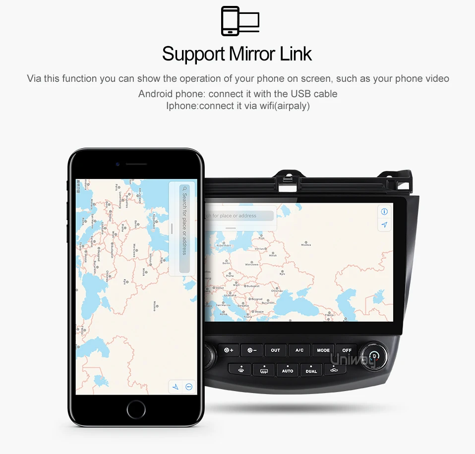 Cheap Uniway AYG1071 2G+32G android 8.1  car dvd for Honda Accord 7 2003 2004 2005 2006 2007 car radio video player gps navigation car 15