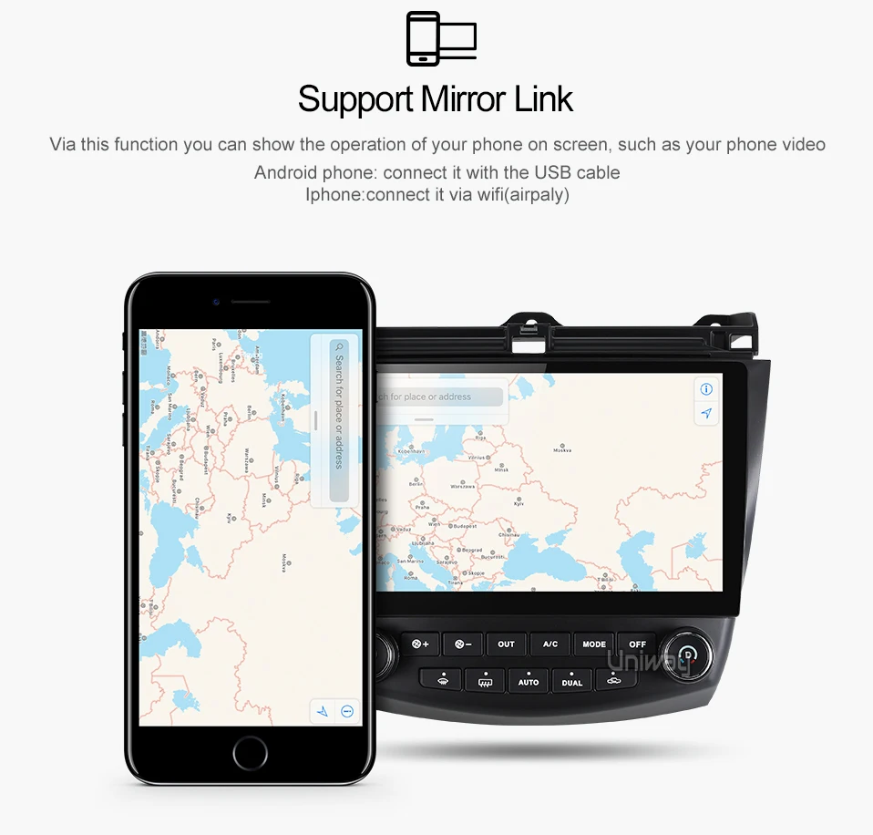 Uniway AYG1071 2G+ 3 2G android 8,1 автомобильный dvd для Honda Accord 7 2003 2004 2005 2006 2007 автомобильный Радио Видео плеер gps навигация автомобиля