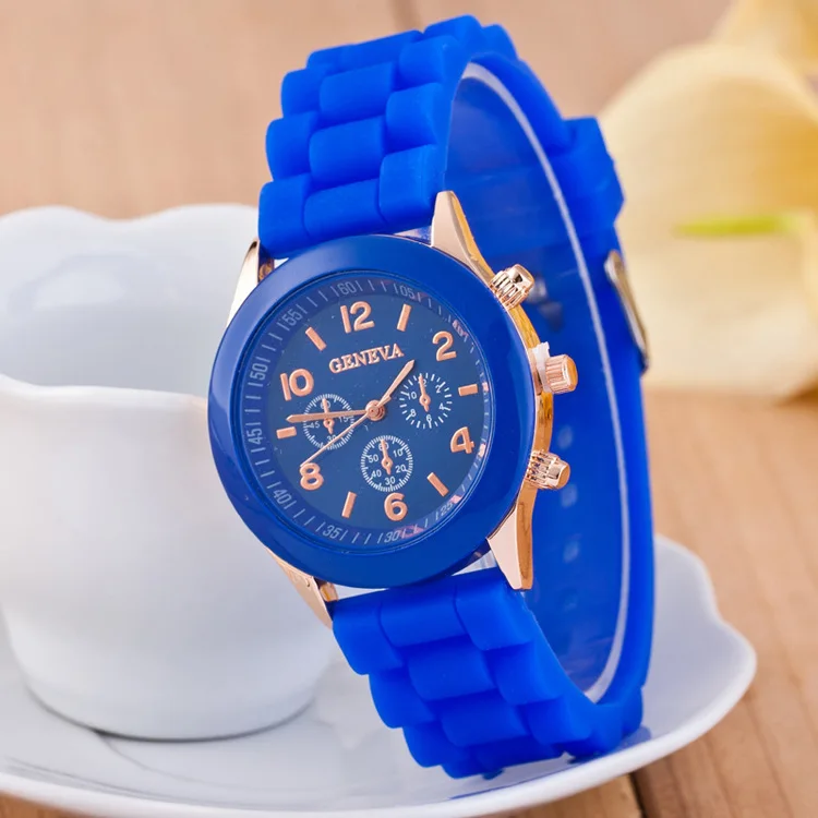 Роскошный бренд Силиконовые кварцевые часы для женщин мужчин Дамская мода браслет наручные часы relogio feminino masculino часы - Цвет: Dark Blue