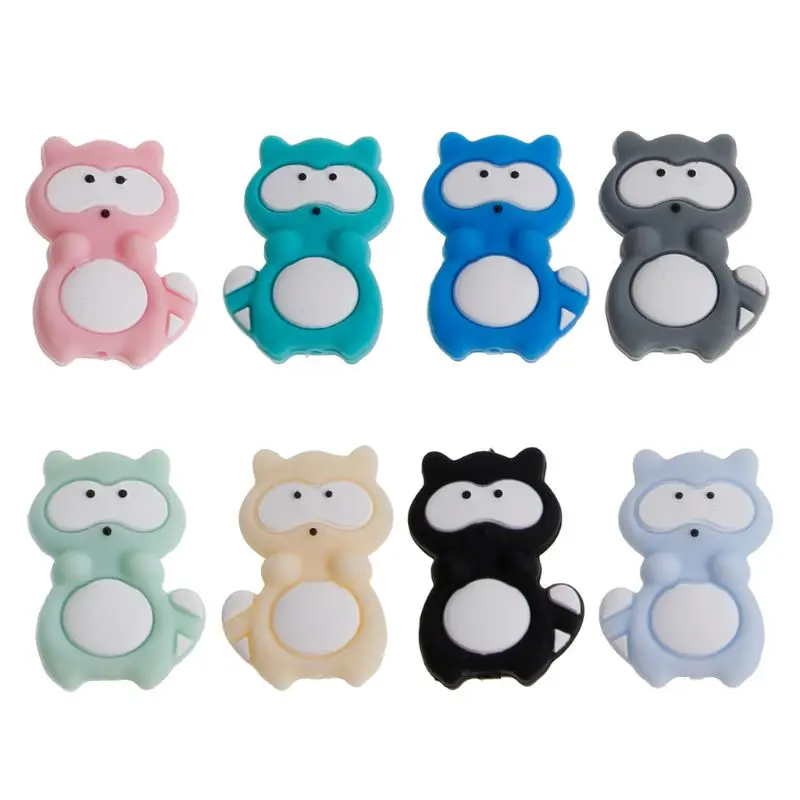 

Raccoon Silicone Beads Animals Teething Necklace Bead Shower Gift DIY Crafts Baby Nursing Accessories