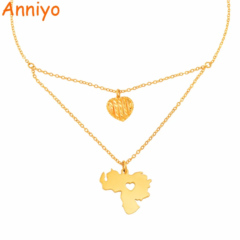 Anniyo Venezuela кулон с картой ожерелья для женщин девушек золотого цвета ювелирные