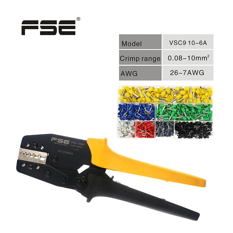 

FSE Plier Wire Crimper Crimping Tool Cable Cutter VSN-10WF Pliers Hand Tools Crimp Range 0.25-10mm 23-7AWG